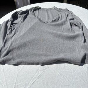 Faded Glory‎ Women Plus size XXL Breezy Blouse Top Fairy Low V-Neck Lace Trim